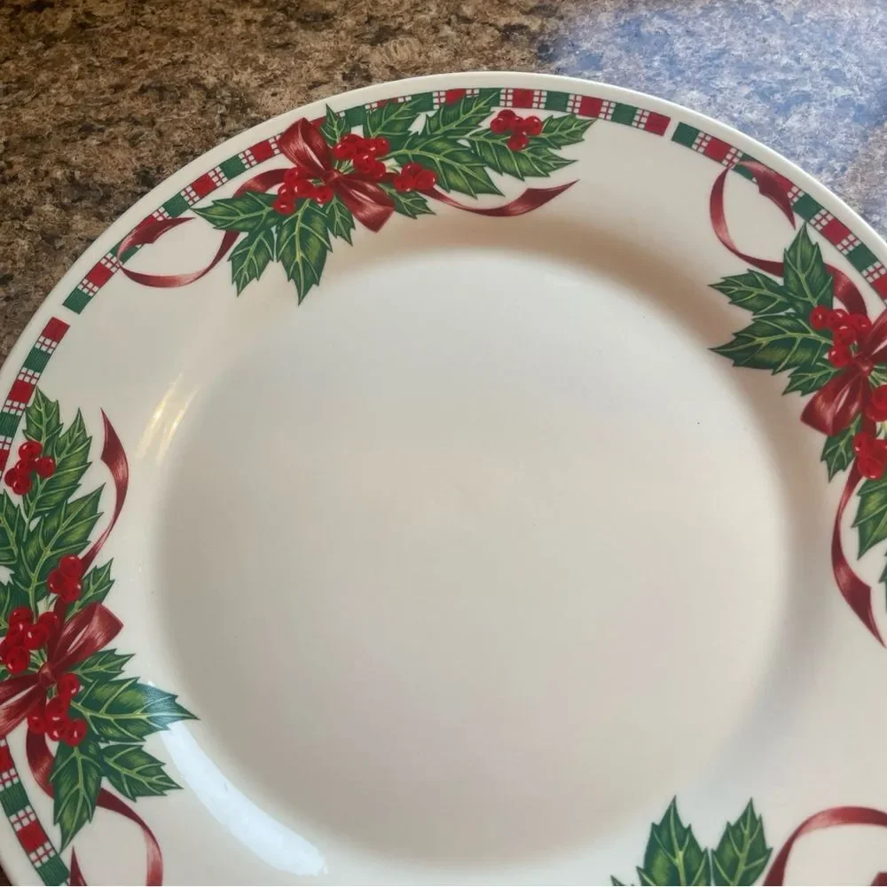 Home Essentials Tartan Ribbon Dinner Plate‎ christmas holiday replacement